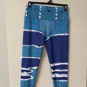 Sexy Women’s Blue Denim-Print Leggings